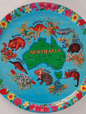 Vintage tin tray from Australia used