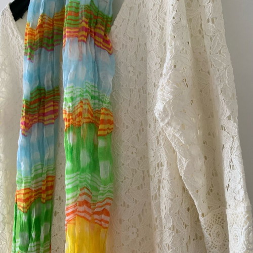 White lace dress M&G like new, Made in Italy with scarf