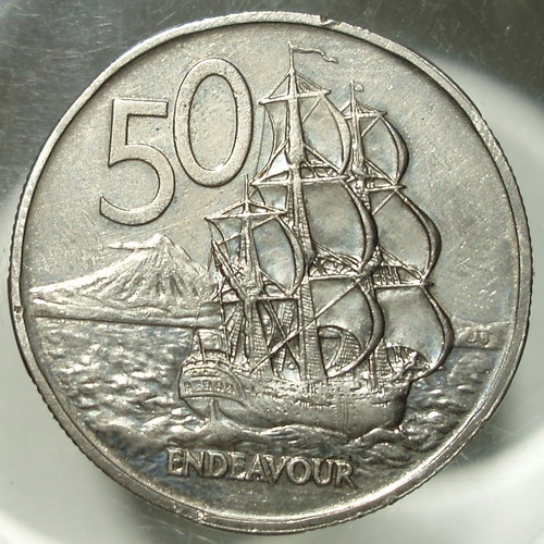 New Zealand 5 coins 50 cents used, 1967-1981, Elizabeth II