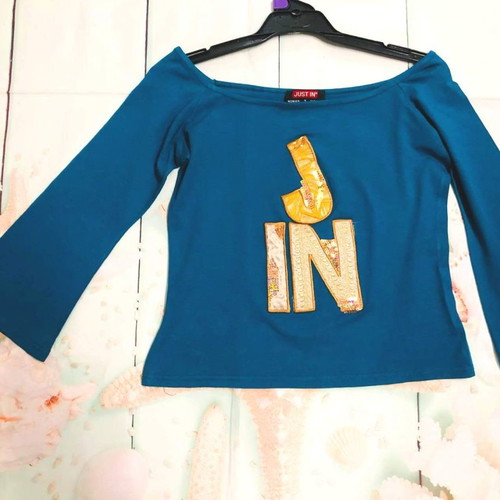Just In blouse size M like new, blue and yellow
