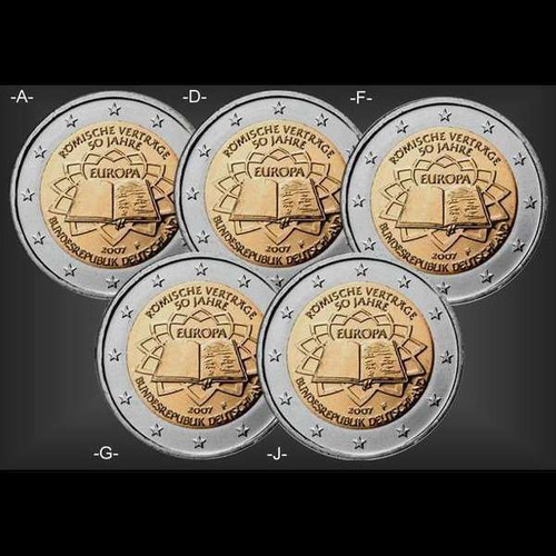 SAC Γερμανία 2 Ευρώ 2007 UNC Συνθήκη της Ρώμης, πακέτο 5 κερμάτων