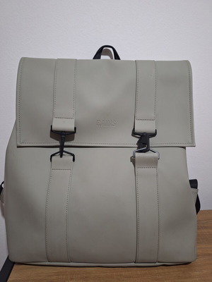 Rains backpack used, gray and beige