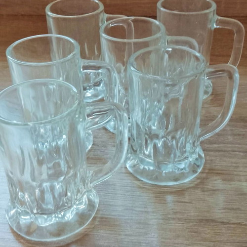 Glass beer shot glasses like new, set of 6, vintage 1990