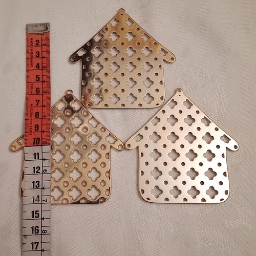 Metallic gold large house charms 3 pcs for good luck, like new