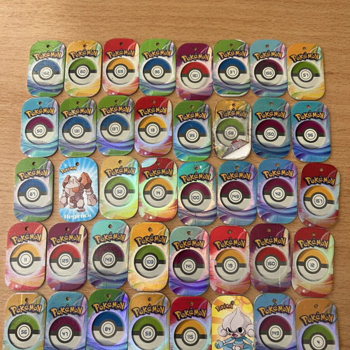 Pokemon Tazos set of 40 unique metal glossy tokens used