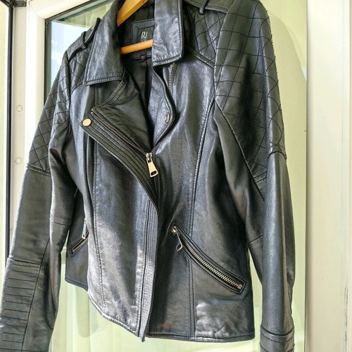 River Island women's leather jacket, black, size M-L
