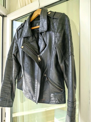 River Island women's leather jacket, black, size M-L