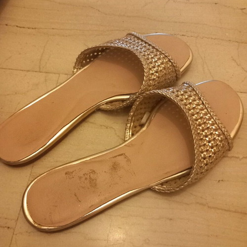 Zara slippers used, knitted, gold color, size 41