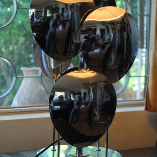 Vintage Space Age lamp 1965 by Max Sauze, chrome, like new