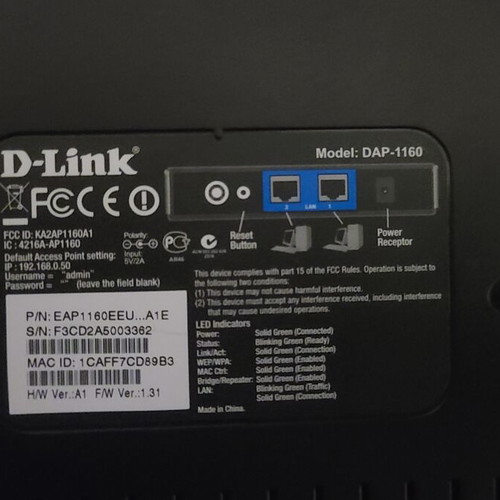 D-Link DAP-1160 Wireless G Access Point like new