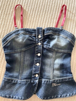 Top denim Kocca μέγεθος Small με φούξια τιραντάκια