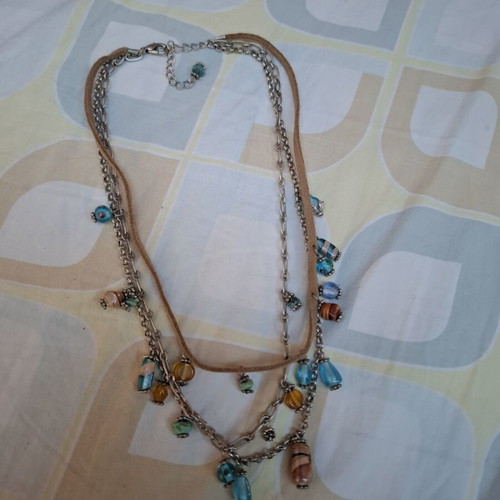 Necklace like new, decorated with small colorful beads