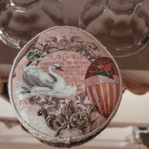 Decoupage decorative stone with clay element new