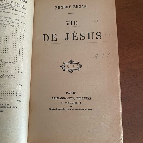 E. Renan Vie de Jesus μεταχειρισμένο βιβλίο δερματόδετο 1915
