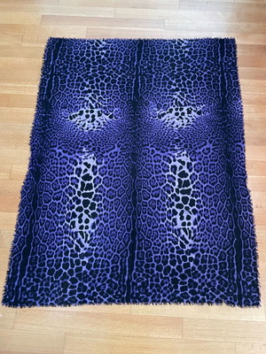 Yves Saint Laurent scarf used, vintage wool cashmere, purple and black leopard