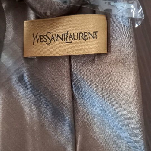 YSL tie new, gray and beige