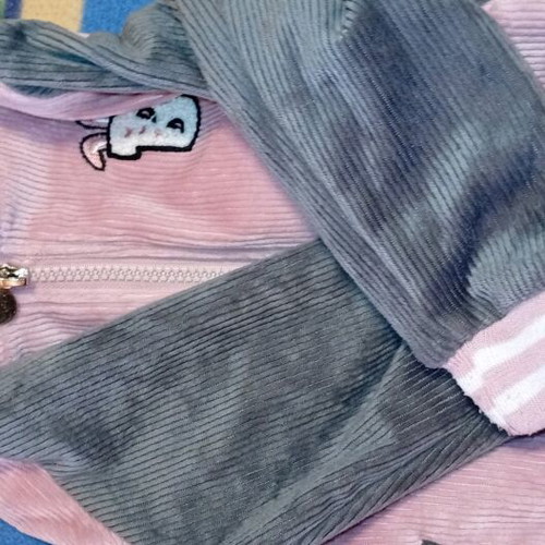 Corduroy set with fleece inside, bell-bottom pants like new