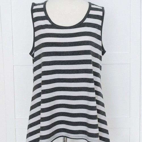 Guodil Women's Striped Sleeveless Top XL with Asymmetric Hem