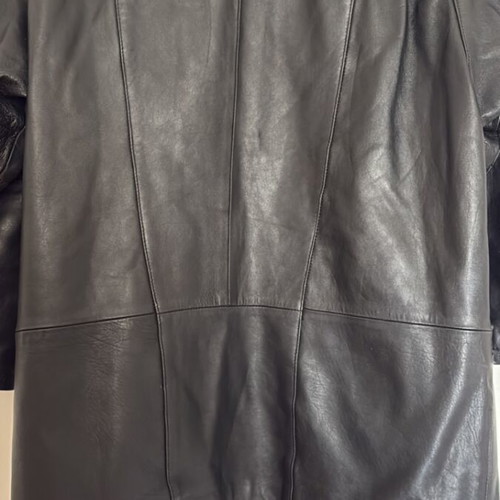 Leather coat size M used, black with batwing sleeves