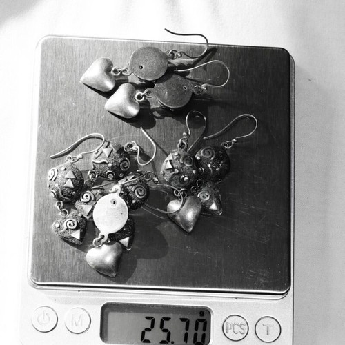 Handmade earrings 4 pairs, sterling silver 925, primitive tribe design