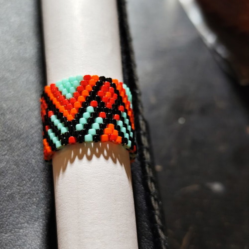 Handmade peyote stitch ring with Miyuki beads, new
