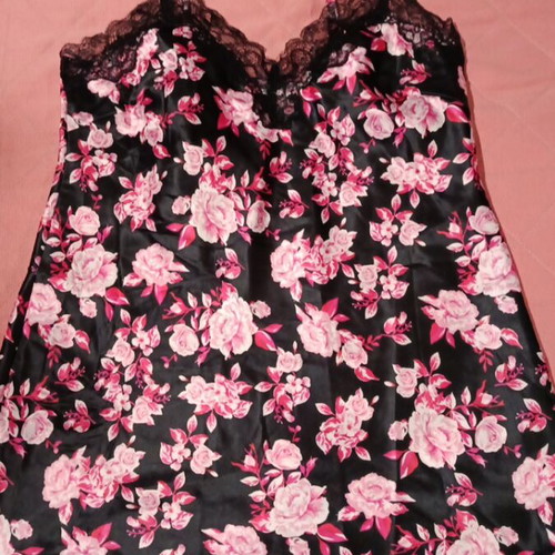 Esmara sexy nightdress new, black with multicolor flowers, size XL