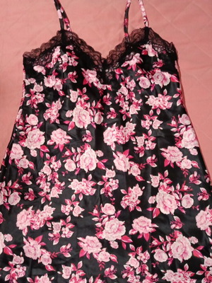 Esmara sexy nightdress new, black with multicolor flowers, size XL