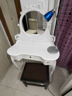 Vintage boudoir vanity and bedside table