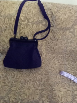 Black velvet shoulder bag with pink lining, like new
