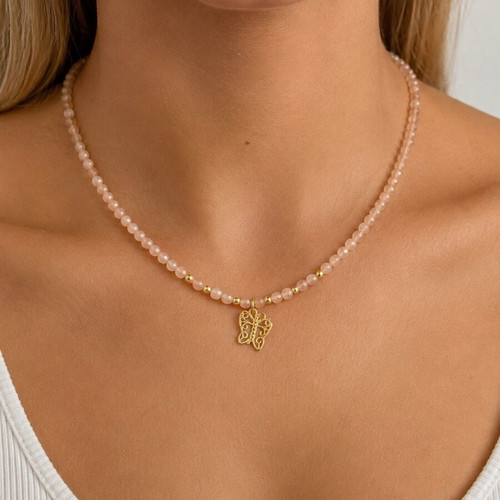Handmade necklace with natural Sunstone and 925 gold-plated silver