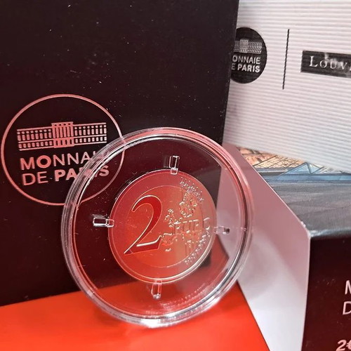 France 2025 2 Euro Commemorative Coin Louvre Museum Reverse Proof