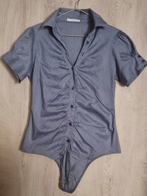 Donatella Firenze women's bodysuit shirt large, like new, gray turquoise