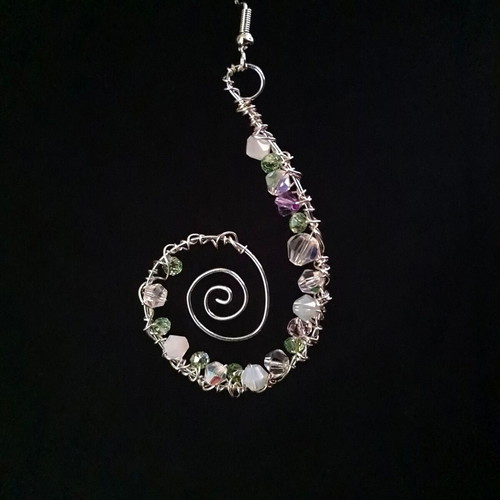 Spiral earrings with crystals and 925 silver made to order