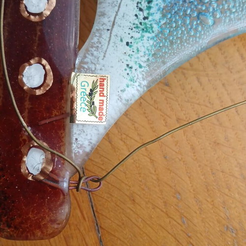 Glass decorative boat like new with hand-painted details