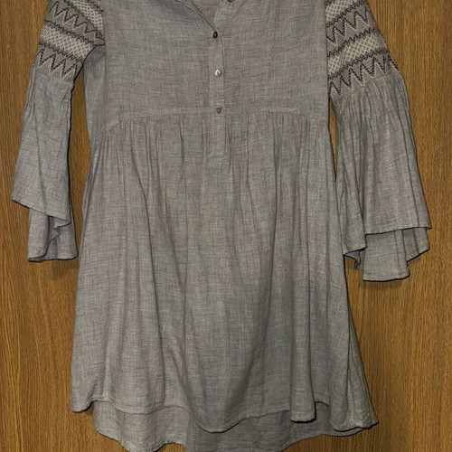 Zara Basic boho dress tunic with embroidery and bell sleeves size S like new
