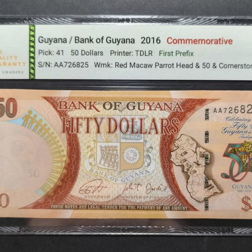 Γουιάνα Πιστοποιημένο τραπεζογραμμάτιο βαθμολογίας 68