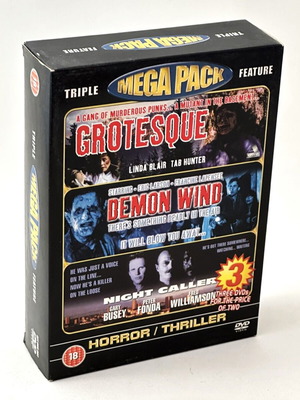 Grotesque Demon Wind Night Caller horror box set DVD 3 discs like new