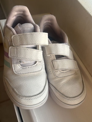 Adidas leather athletic shoes size 29 used, white and pink