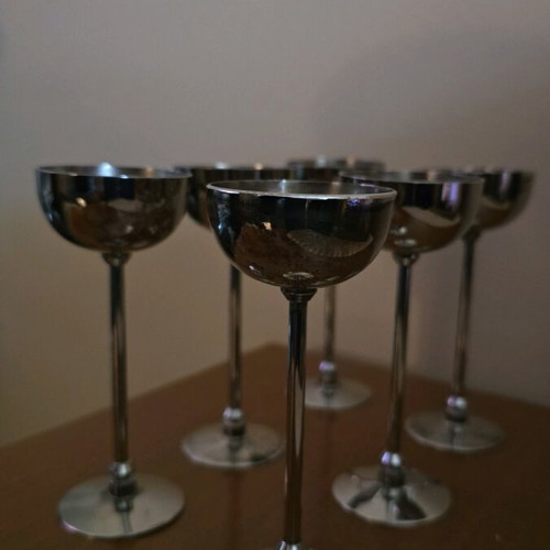 Silver-plated liqueur glasses used