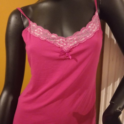 Laura Ashley sleeveless top with lace, fuchsia, UK 12
