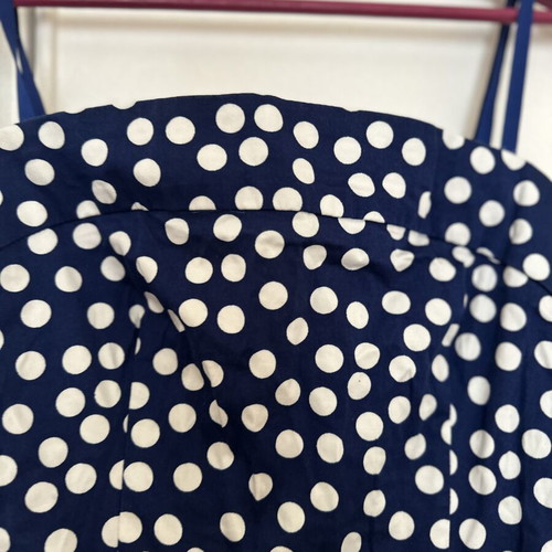 Polka Dot Strapless Mini Dress with Blue Straps, Like New