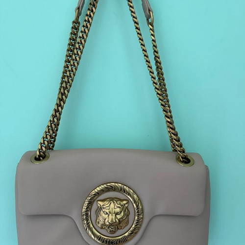 Roberto Cavalli beige shoulder bag like new with chain