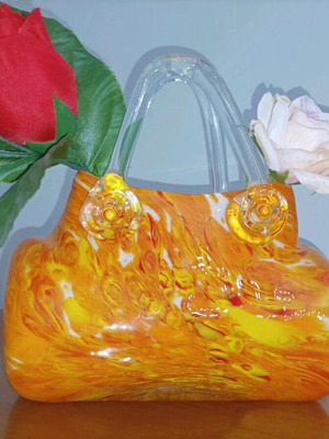 Glass decorative vase in bag shape like new, Art Glass Murano style