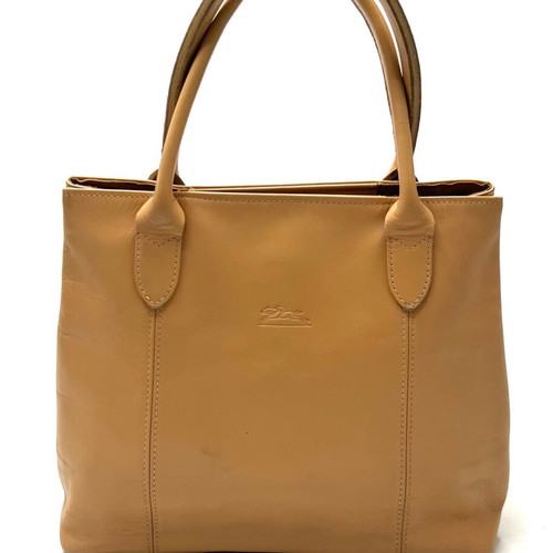 Дамска чанта Longchamp Roseau от бежова кожа употребявана