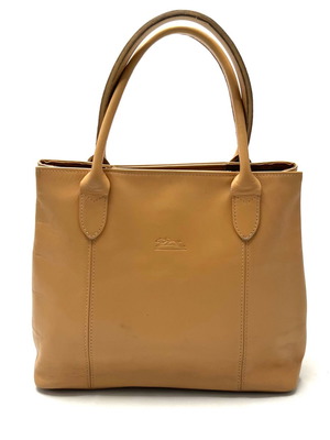 Дамска чанта Longchamp Roseau от бежова кожа употребявана