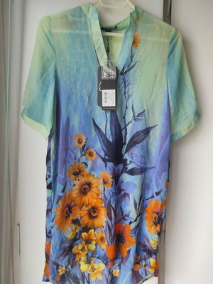 Women's tunic shirt new, asymmetrical, short sleeve, small