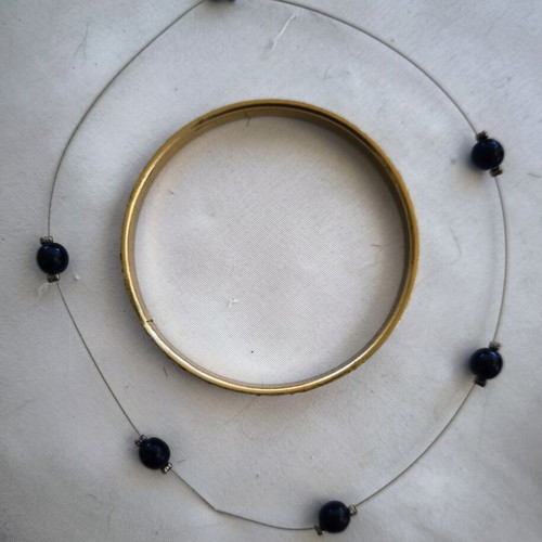 Black bead necklace and bracelet set stainless steel, new