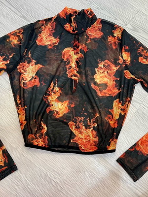 Blouse with fire design A-Style like new, size S