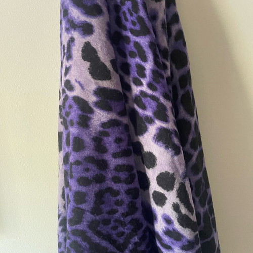 Yves Saint Laurent scarf used, vintage wool cashmere, purple and black leopard