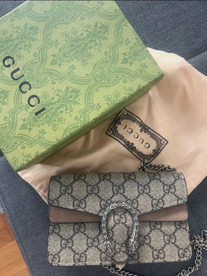 Gucci Dionysus mini αυθεντική αχρησιμοποίητη τσάντα ώμου μπεζ και ασημί